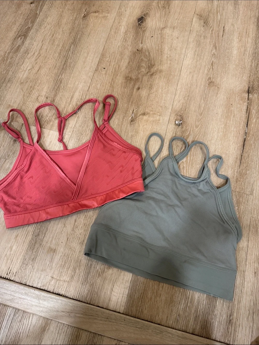 Nike sports bra bundle Women's Strappy Seamless Bralette - Pink & Sage